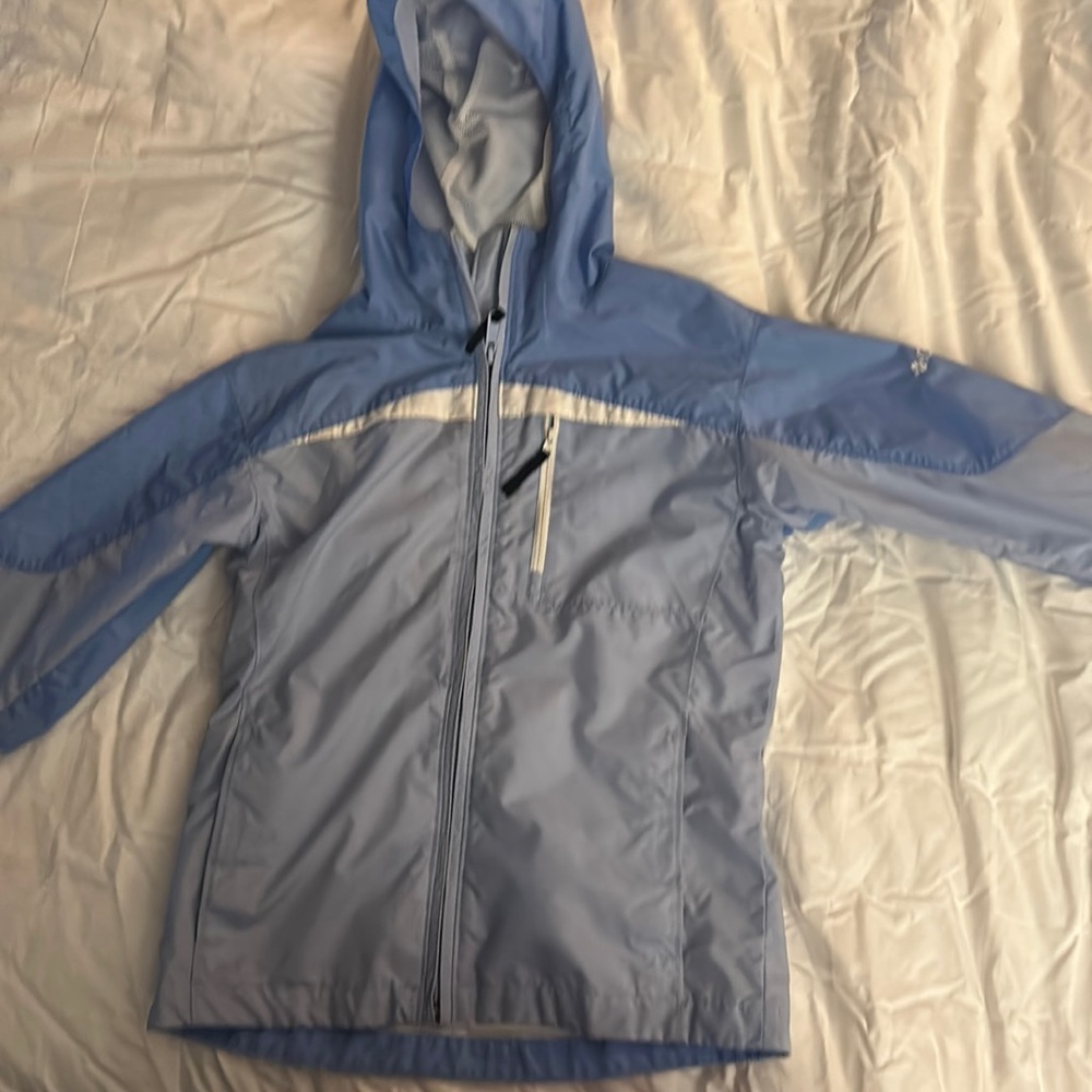 Girls Columbia jacket. Periwinkle blue Velcro pocket size 10/12  youth